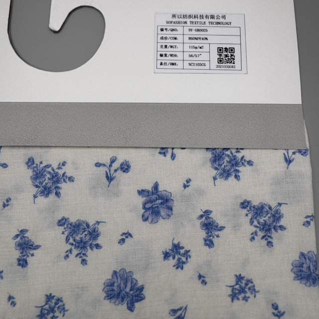 SY-GB0025 60% Rayon 40% Polyester TR Linen-Like Fabric print, 115g/m², 56/57" Width