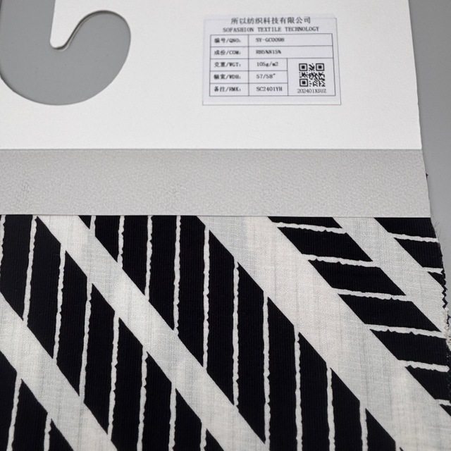 SY-GC0098 85% Rayon 15% Nylon Monofilament Rayon Crepe Vertical Stripe Fabric print, 105g/m², 57/58" Width